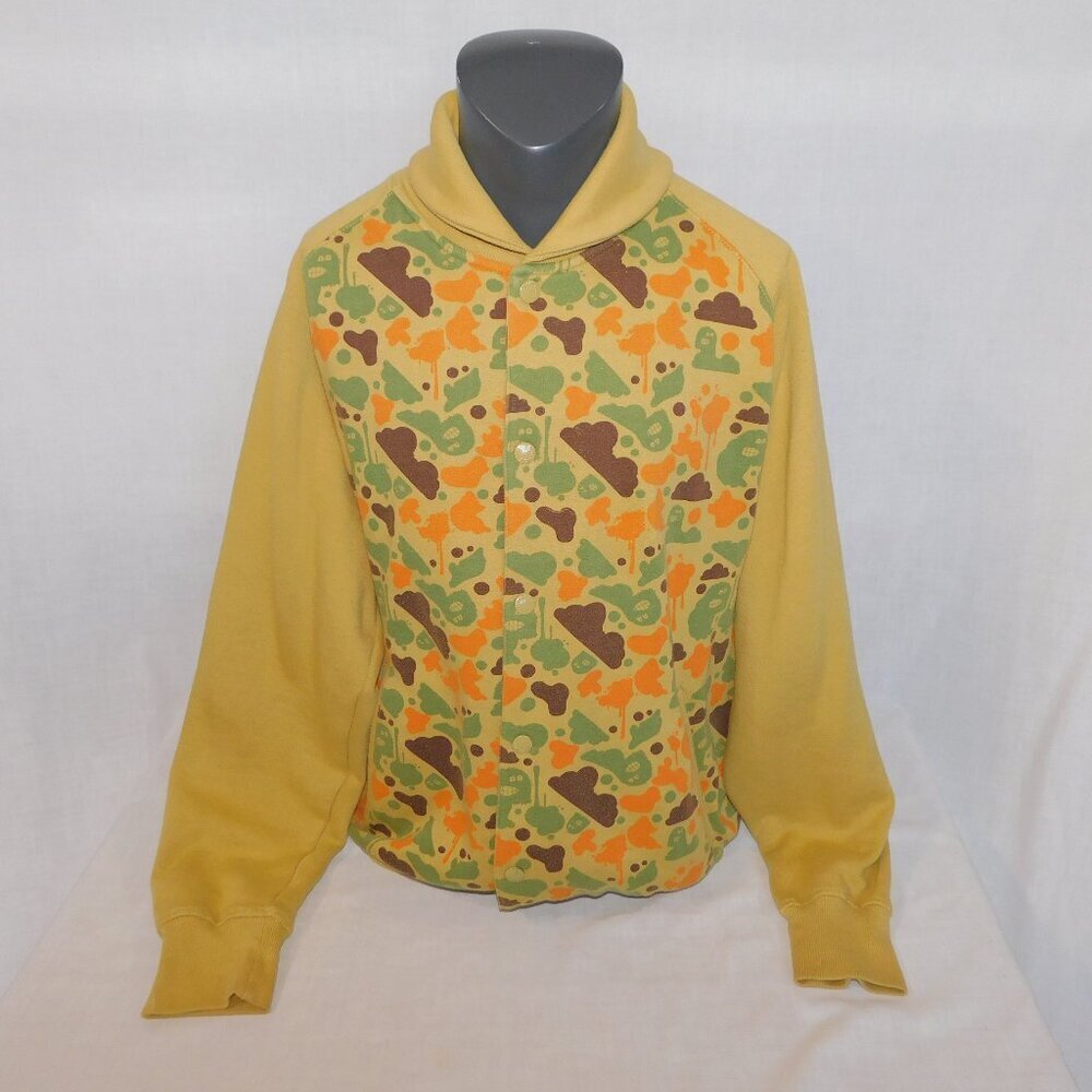 IMPERIOUS Green Orange Brown Cartoon Blob Camo Sweatshirt jacket Mens XL